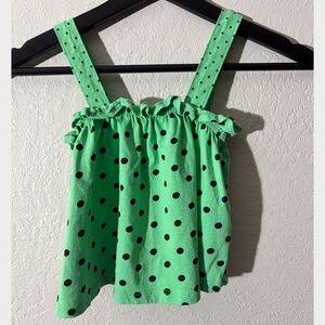 Zara Kids Green Polka Dot Top